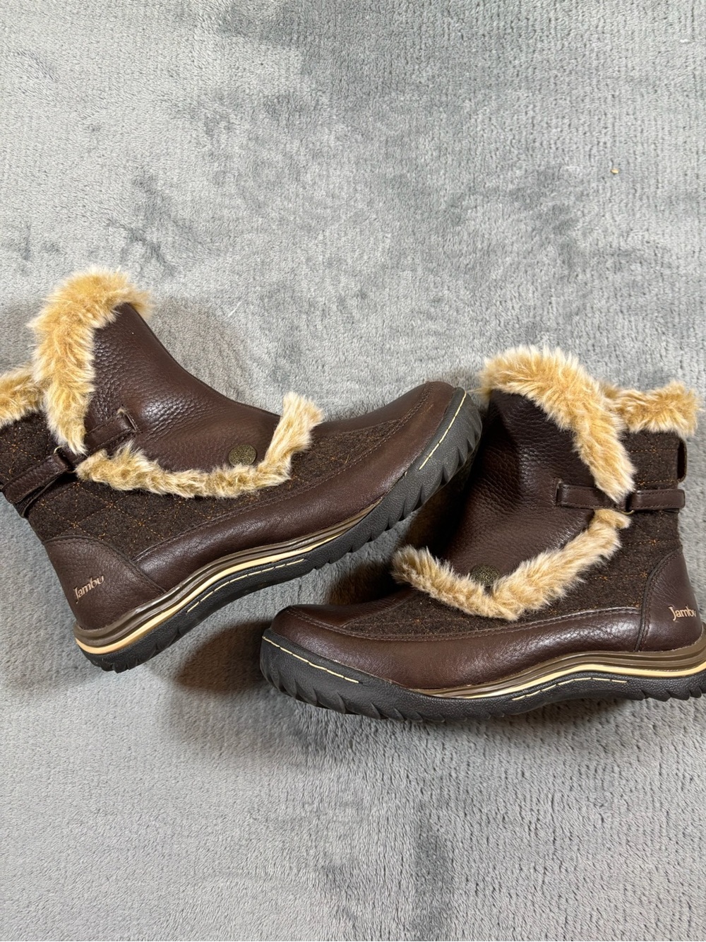 Jambu Brown Faux Fur Trim Waterproof Winter Ankle Boots